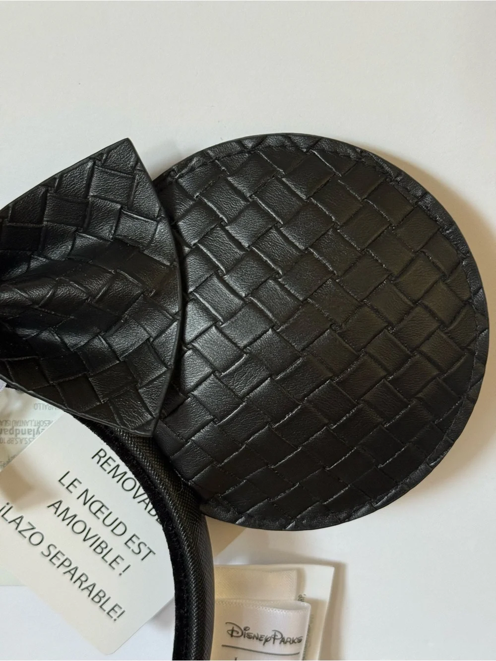 Disney Parks Loungefly Black Woven Ears Headband Removable Bow New